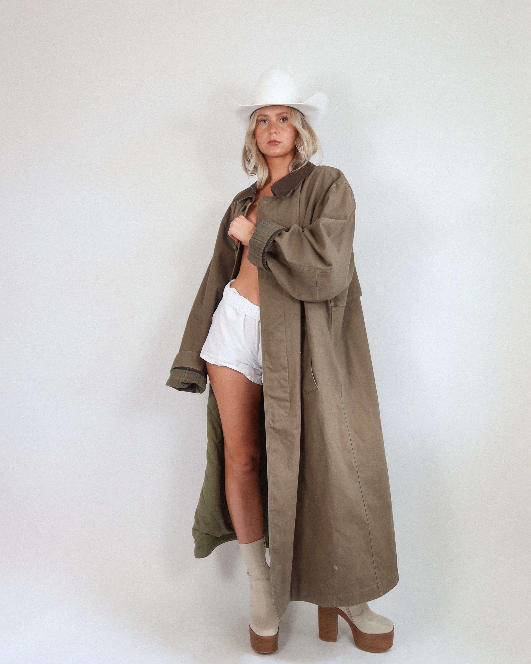 Vintage Leather Collar Trench