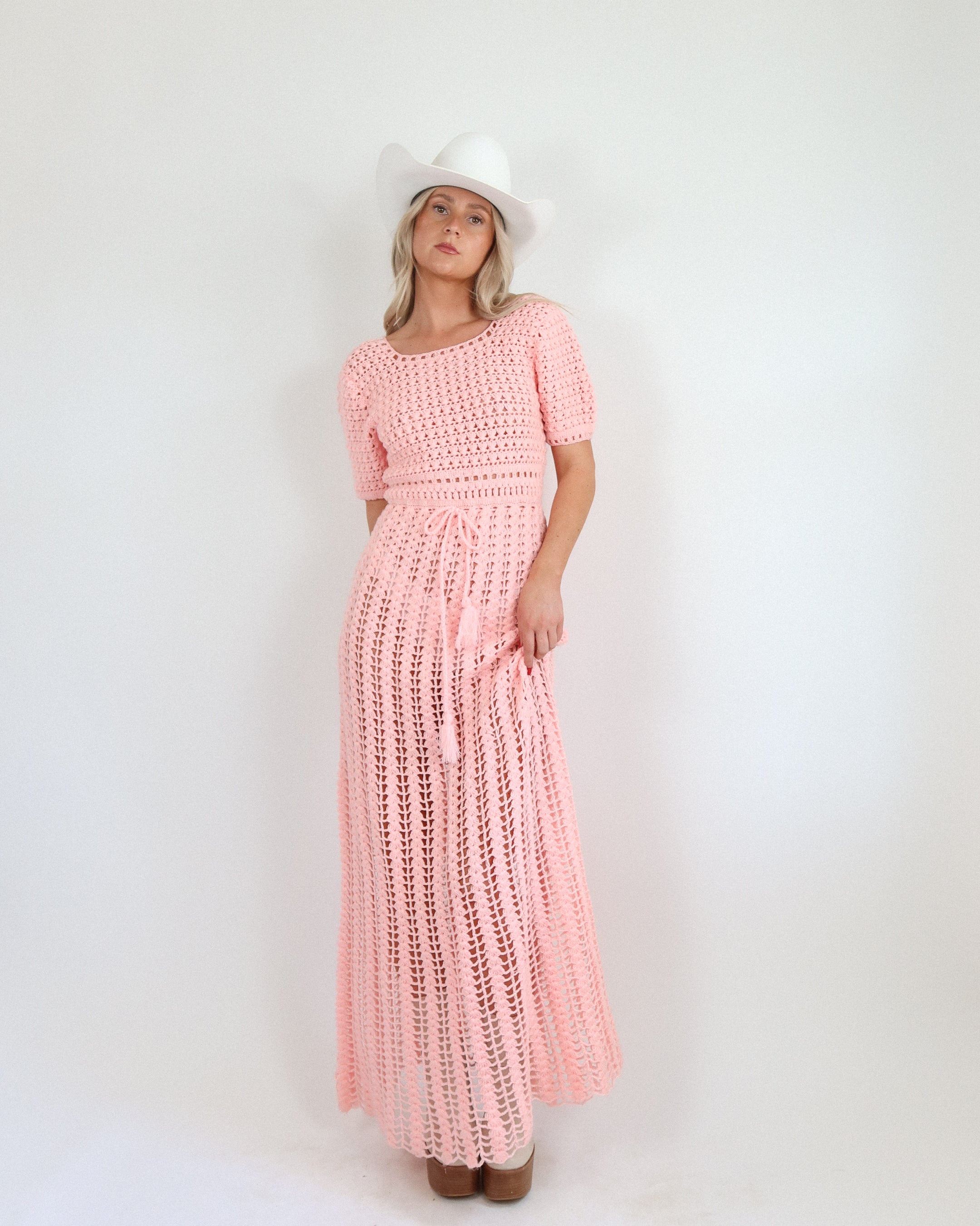 Vintage 60's Crochet Maxi Dress