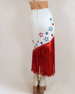 Vintage Fringe & Stars Leather Skirt