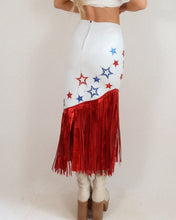 Load image into Gallery viewer, Vintage Fringe &amp; Stars Leather Skirt