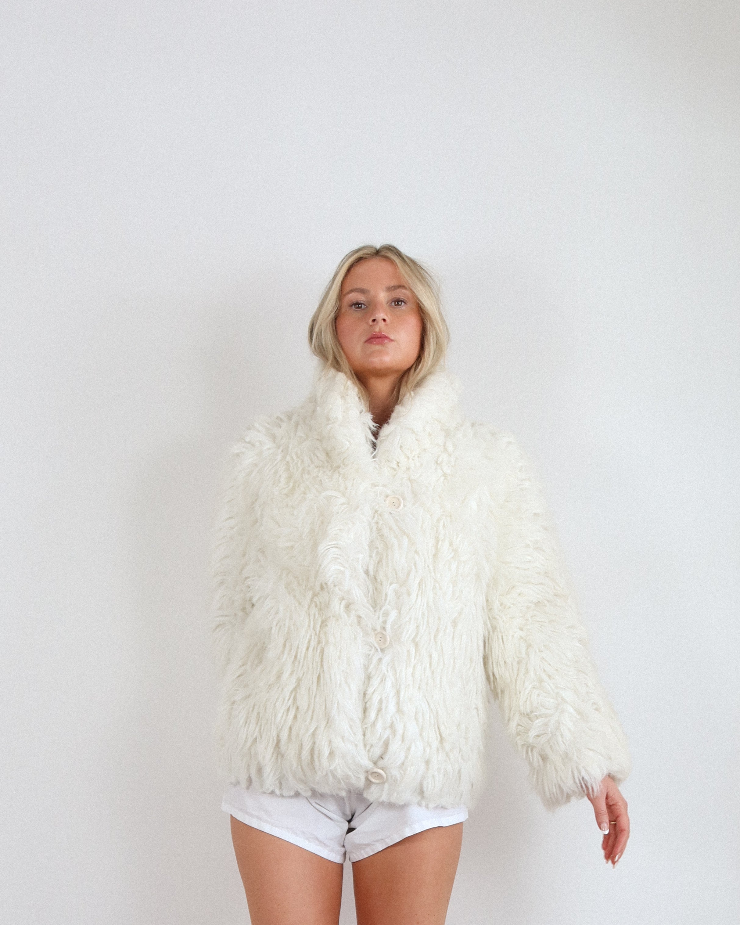 Vintage Faux Fur White Coat