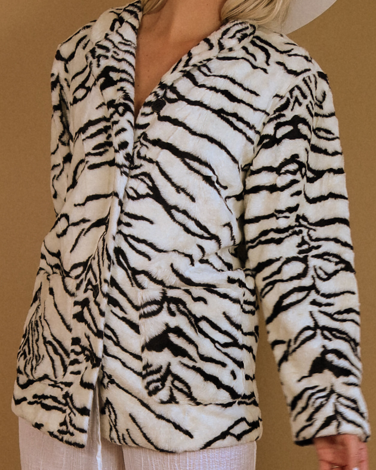 90's Faux Zebra Print Jacket