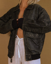 Load image into Gallery viewer, Vintage Leather Bomber Jacket