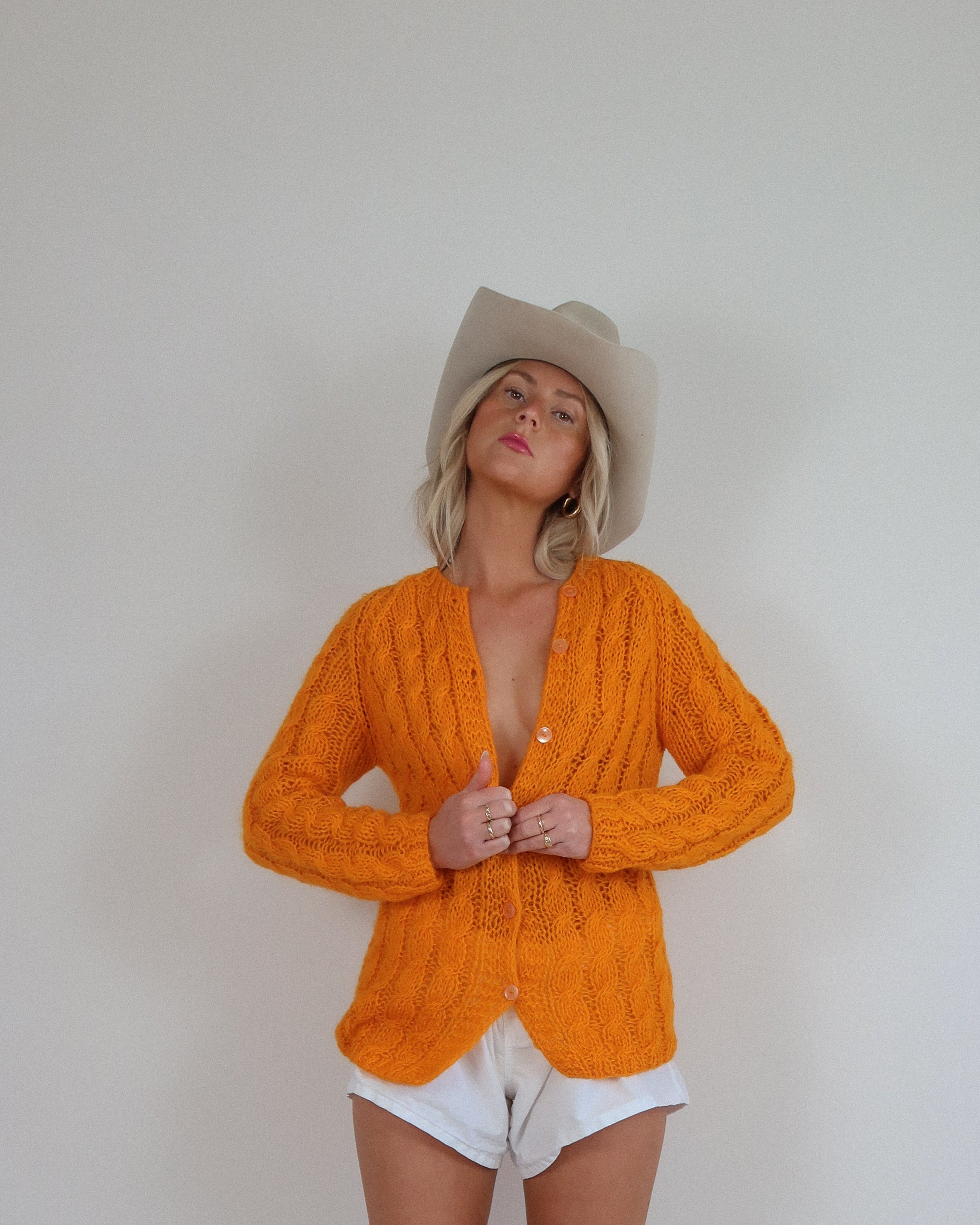Hand Knit Mohair Tangerine Sweater