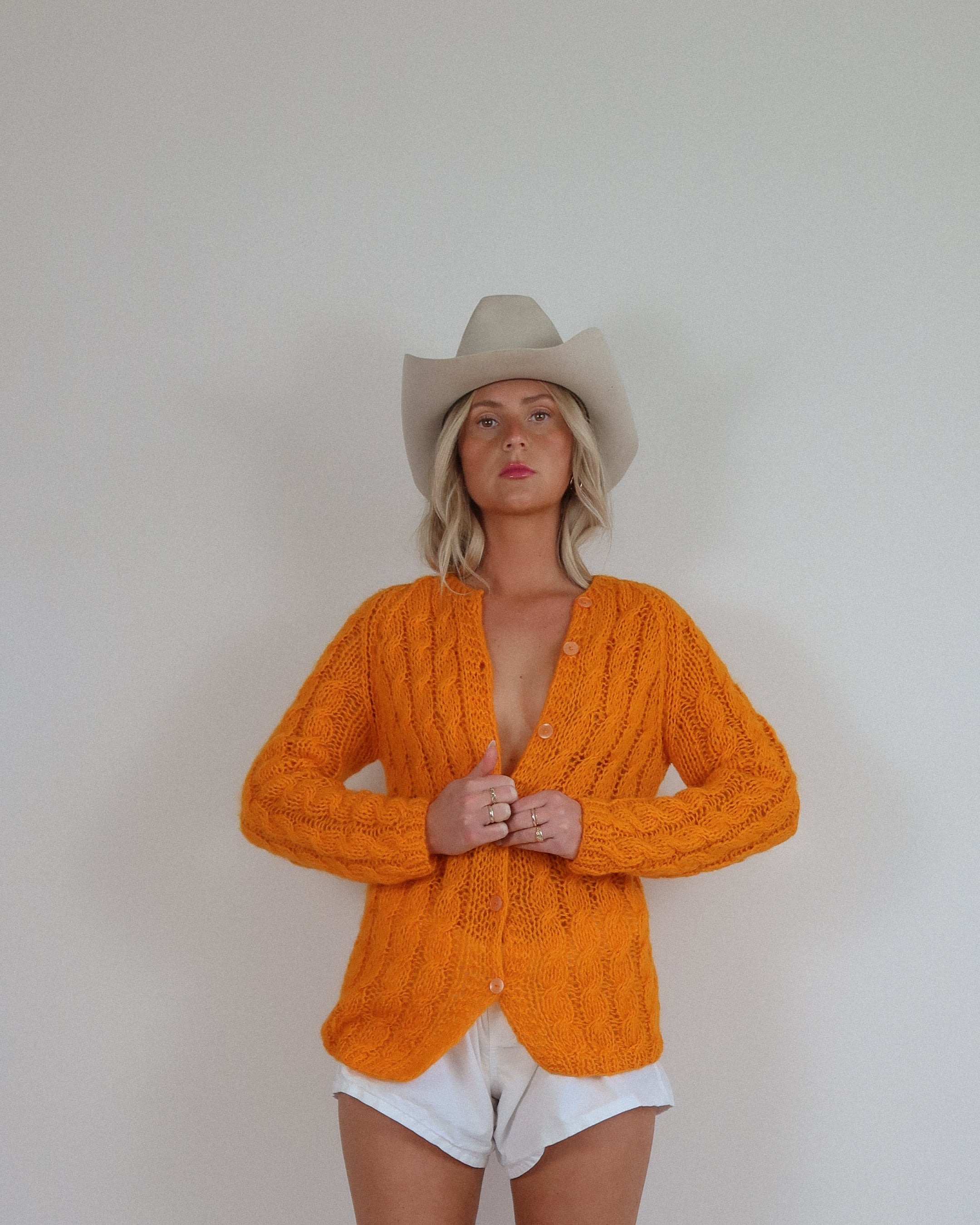 Hand Knit Mohair Tangerine Sweater