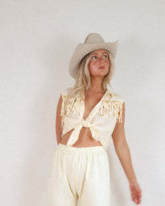 Vintage Silk Fringe Button Up