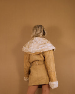 Vintage Leather Hooded Coat