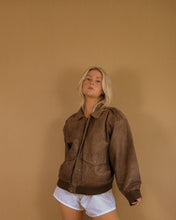 Load image into Gallery viewer, Vintage Oversized Leather Bomber Jacket
