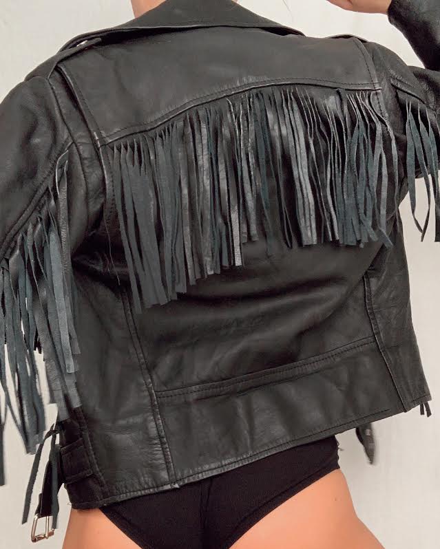 Vintage Fringe Leather Jacket (S)
