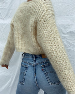 Cream Mohair Blend Cropped Sweater (S)
