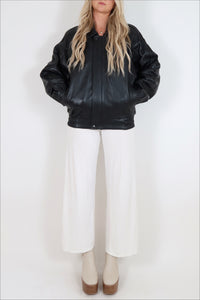 Oversized Black Leather Jacket