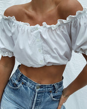 Load image into Gallery viewer, Lace Embroidered Bavarian Top (S-M)