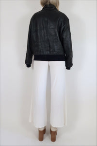 Black Leather Bomber Jacket