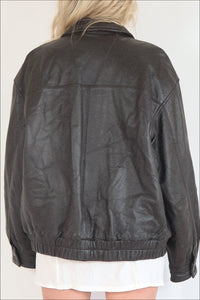 Vintage 90's Chocolate Leather Bomber