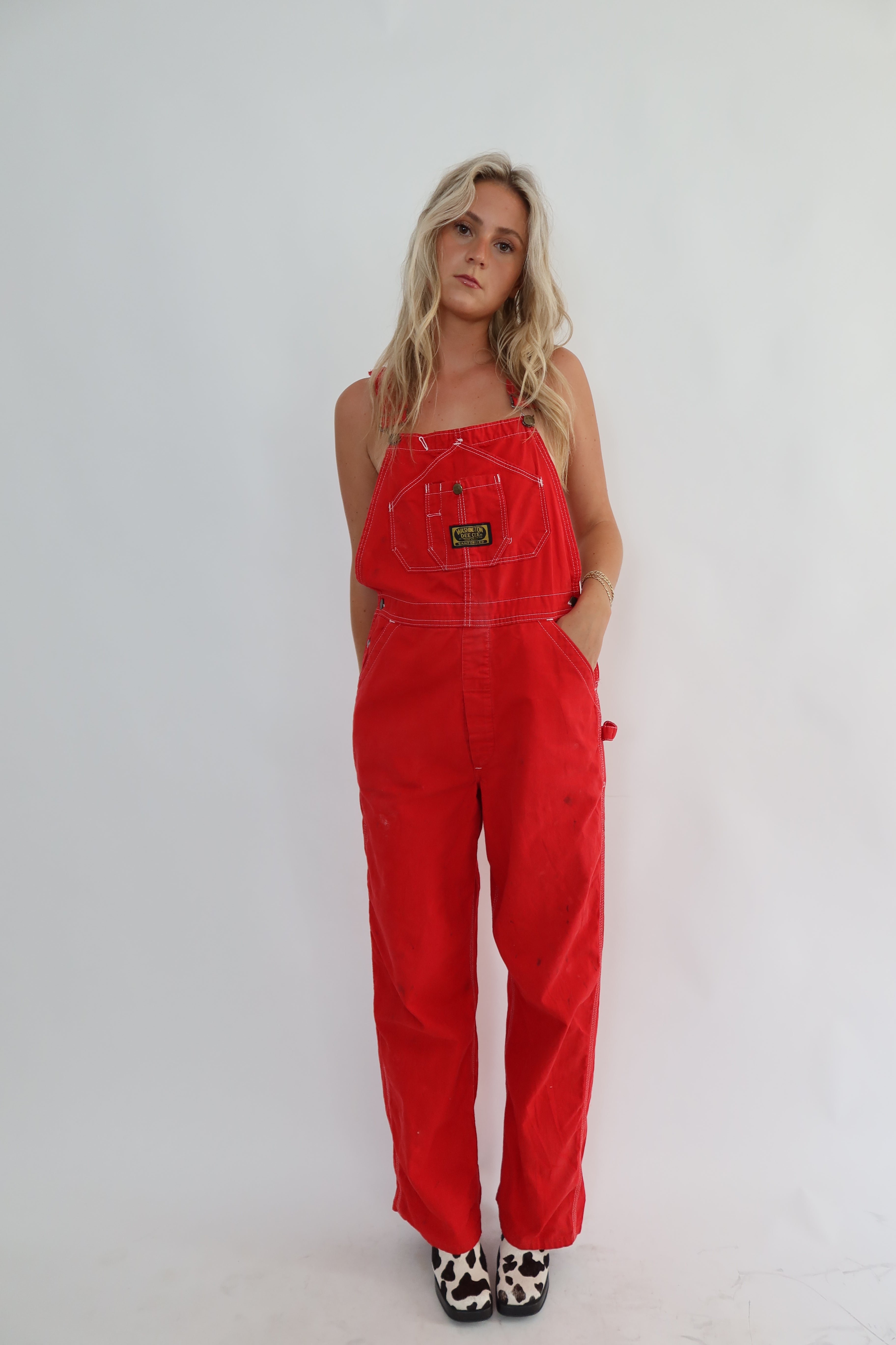 70's Red Overalls (S-M)