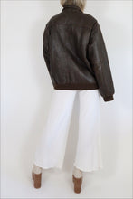 Load image into Gallery viewer, 90&#39;s Chocolate Leather Bomber Jacket