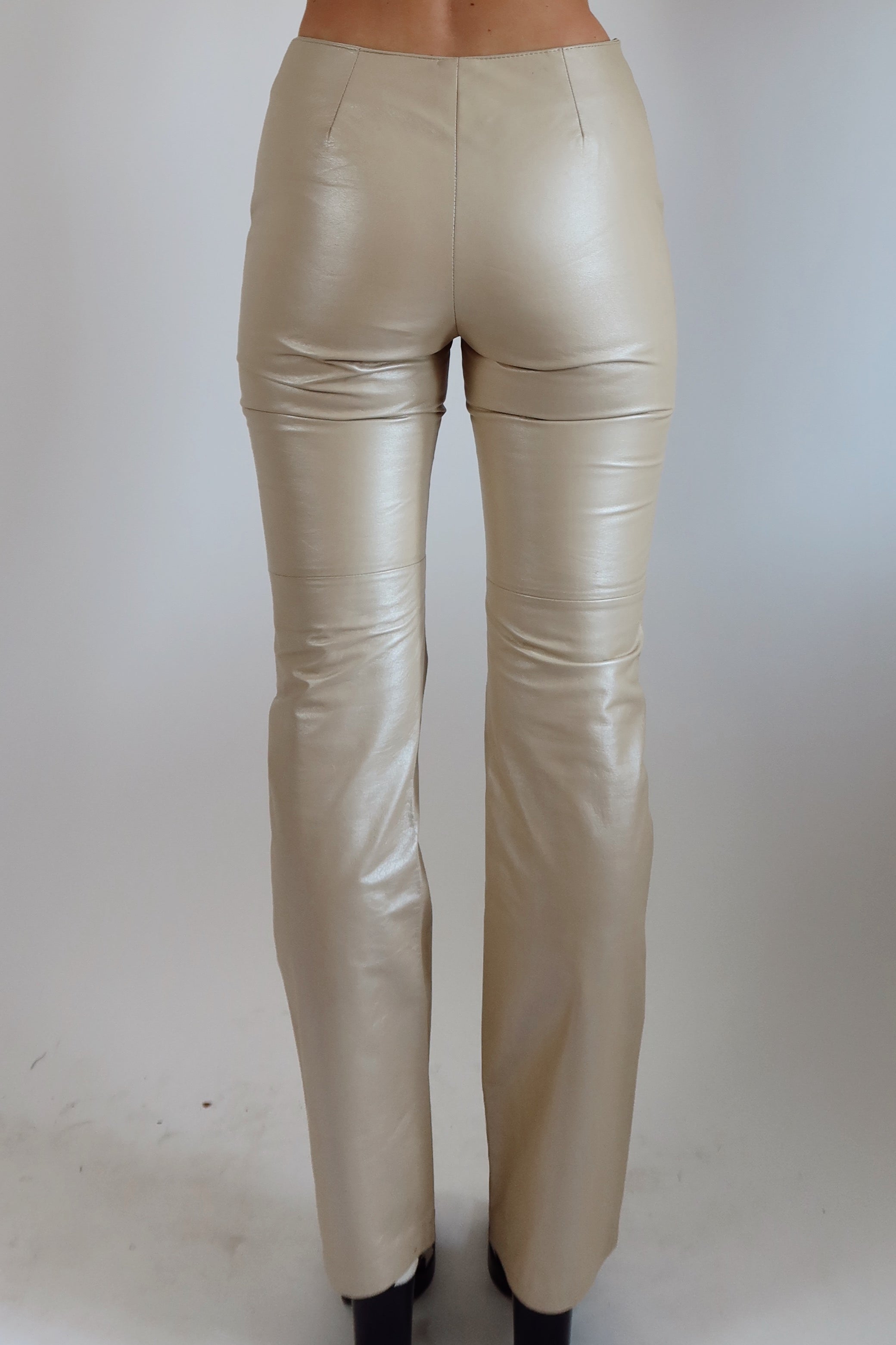Cream Leather Pants
