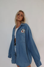 Load image into Gallery viewer, LOVE Embroidered Denim Button Up (S-L)