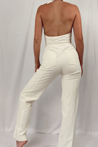 70’s Open Back Cotton Jumpsuit (XS)