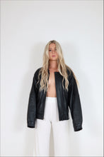 Load image into Gallery viewer, Oversized Black Leather Jacket