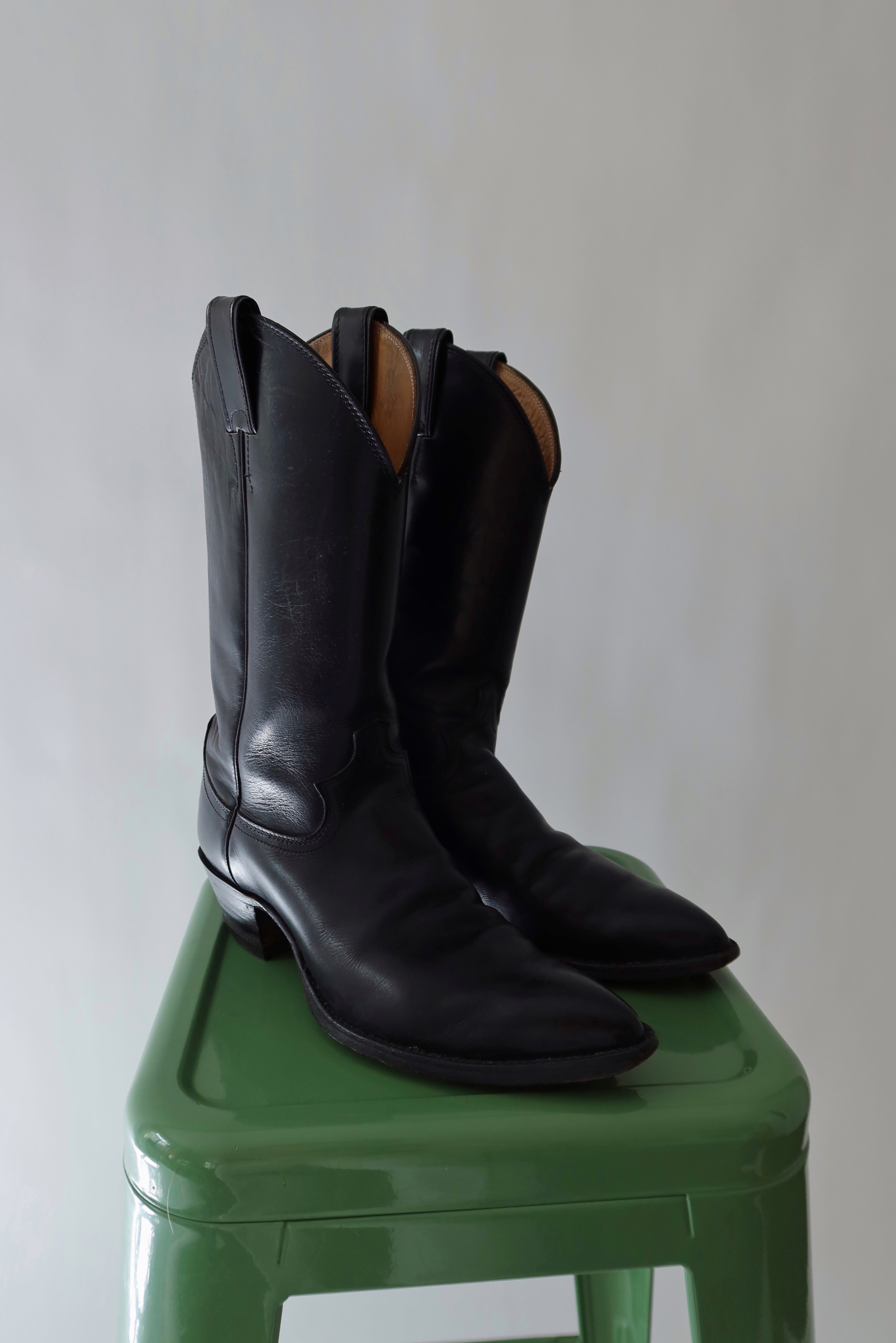 Matte Black Cowboy Boots (7.5)