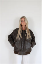 Load image into Gallery viewer, 90&#39;s Chocolate Leather Bomber Jacket