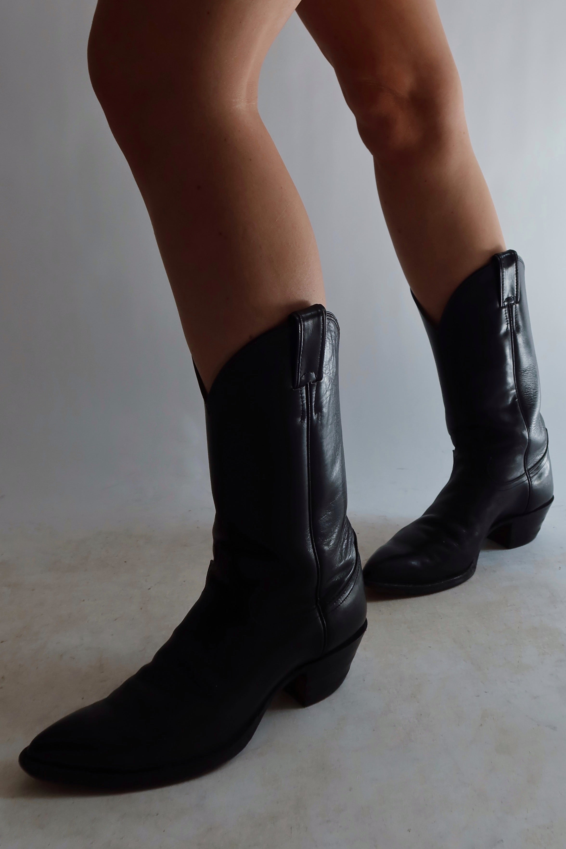 Matte Black Cowboy Boots (7.5)