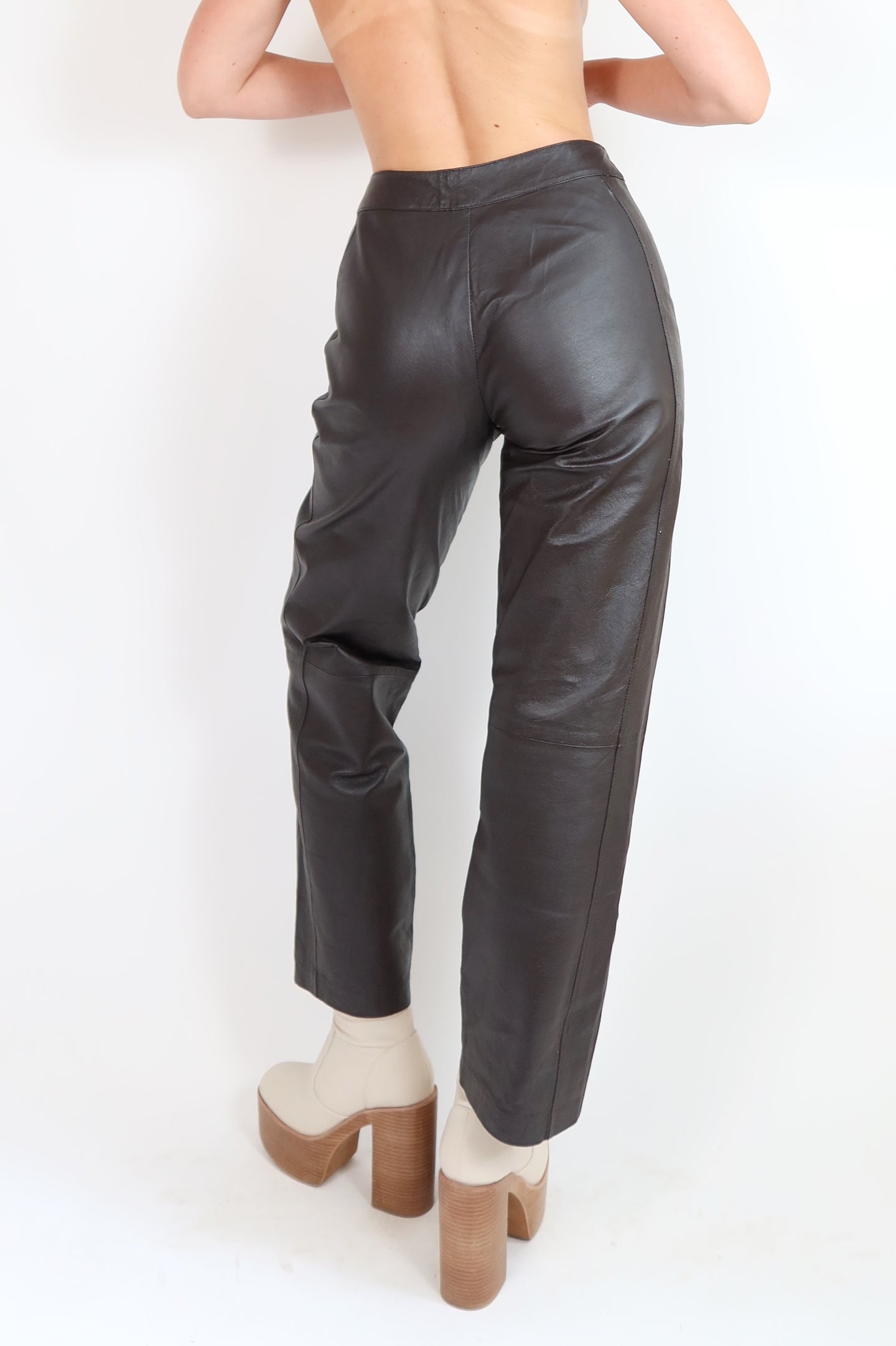 Hi Rise Leather Pants