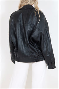 Oversized Black Leather Jacket