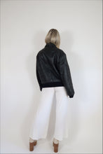 Load image into Gallery viewer, Black Leather Bomber Jacket