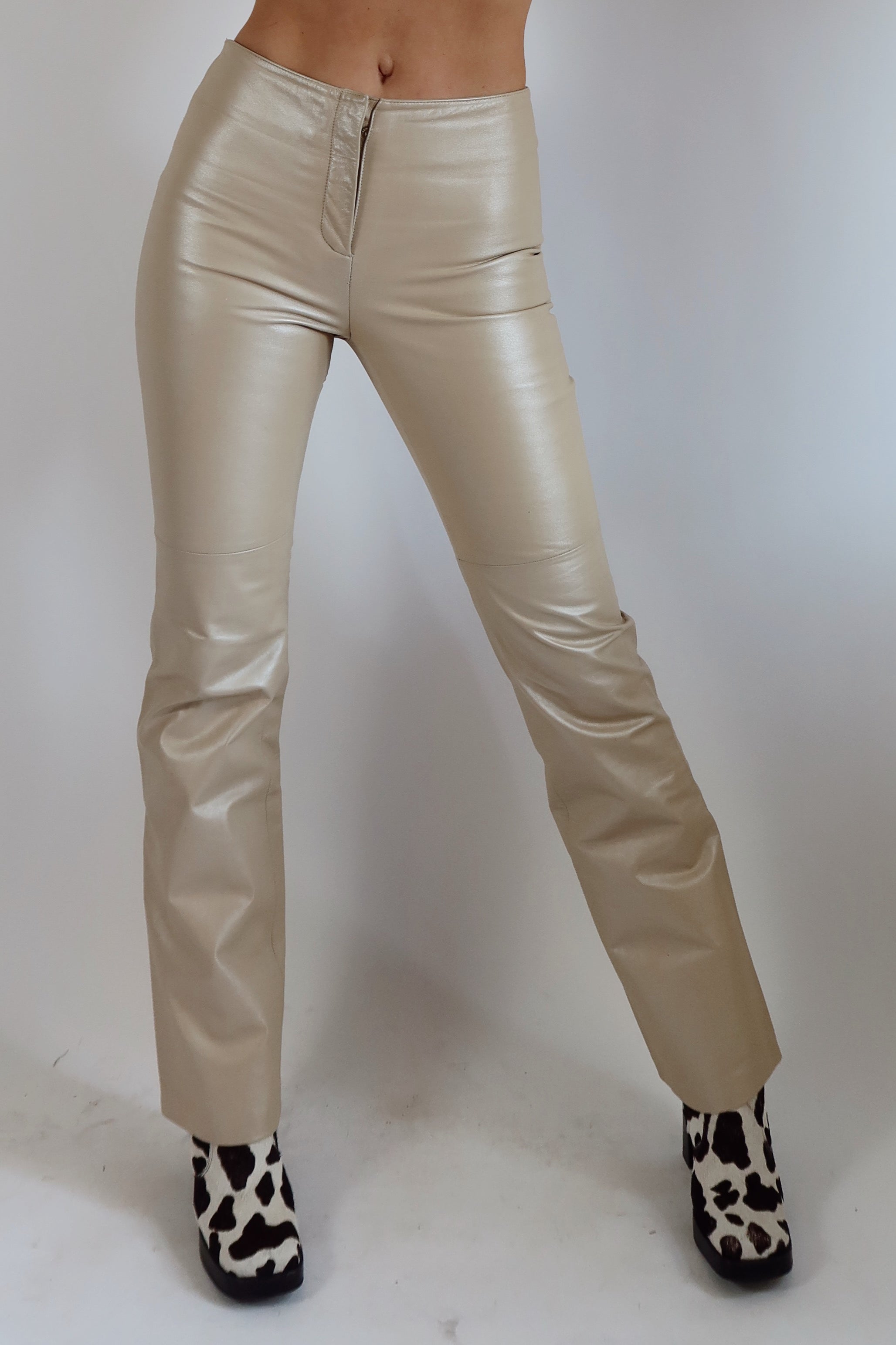 Cream Leather Pants