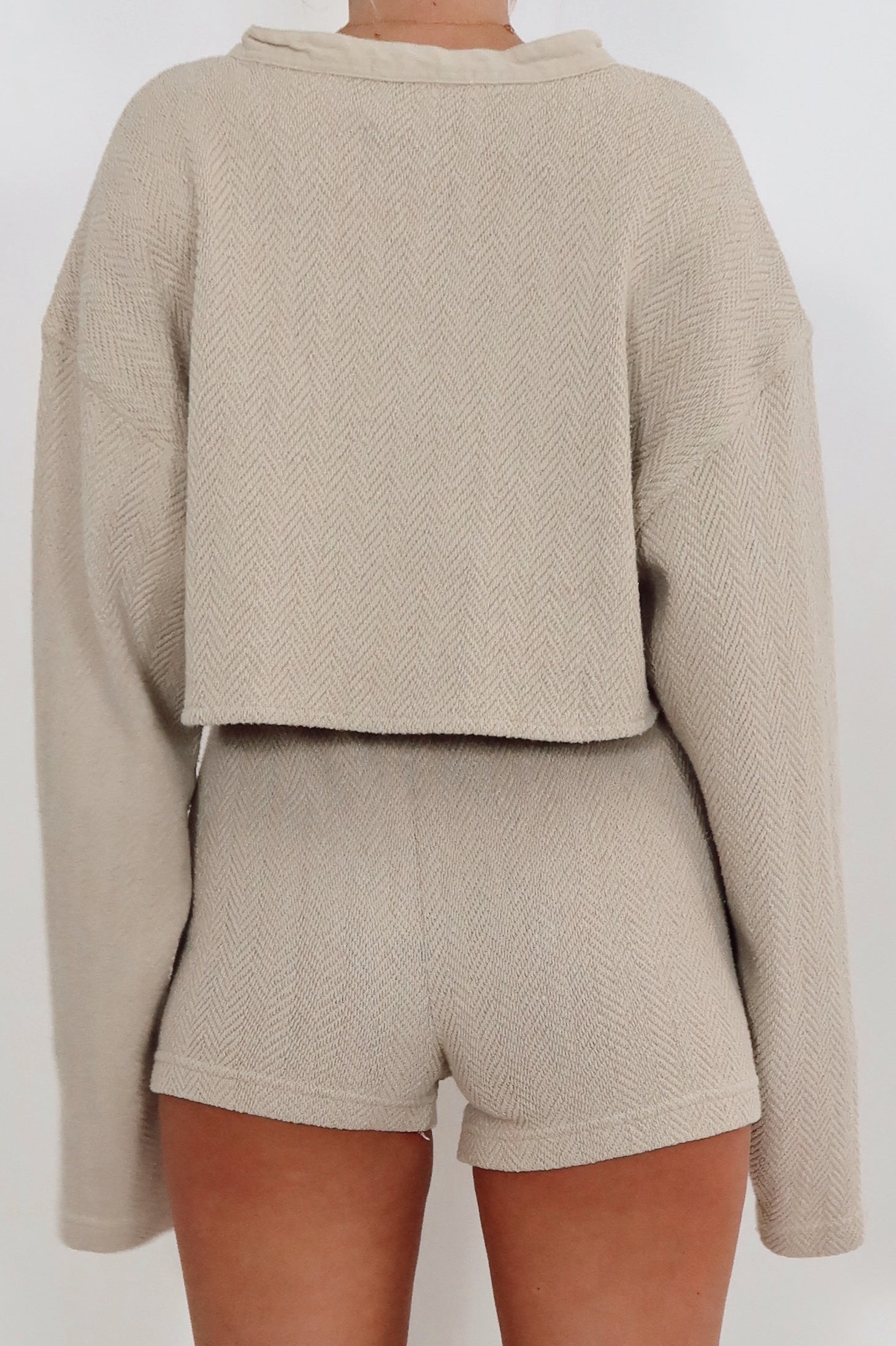Cotton Henley Sweater Set